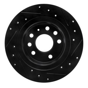 Cadillac BLS Brake Rotor (1) - Rear Left - R1 Concepts - Drilled & Slotted - Black - `03-`11